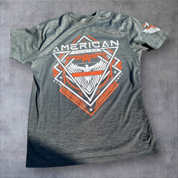 American Fighter Charcoal and Orange Gradient Graphic Tee - Picture 10 of 16